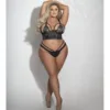 Stretch Satin and Lace Long Line Bra Set 3X/4X