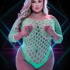 Lapdance Glow In The Dark Large Fishnet Teddy - Queen